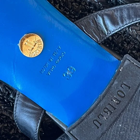 Loriblu Bijoux black thong sandals with gold chain - Picture 9 of 10